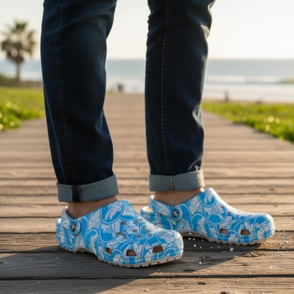 Crocs Unisex Adult Classic Duke University Blue Print Clogs, Women Men’s Crocs - Picture 11 of 11